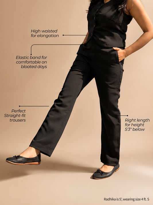 Formal Straight-fit Trousers for Everyday Wear - Black