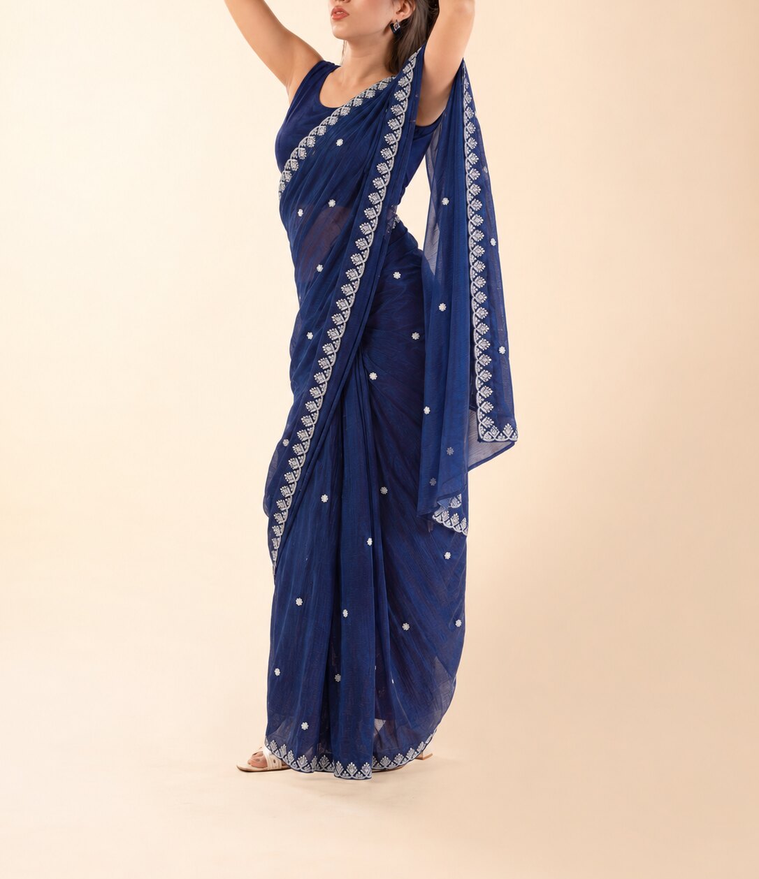 The Deepika Badtameez Dil Navy Pre-Draped Petite Saree