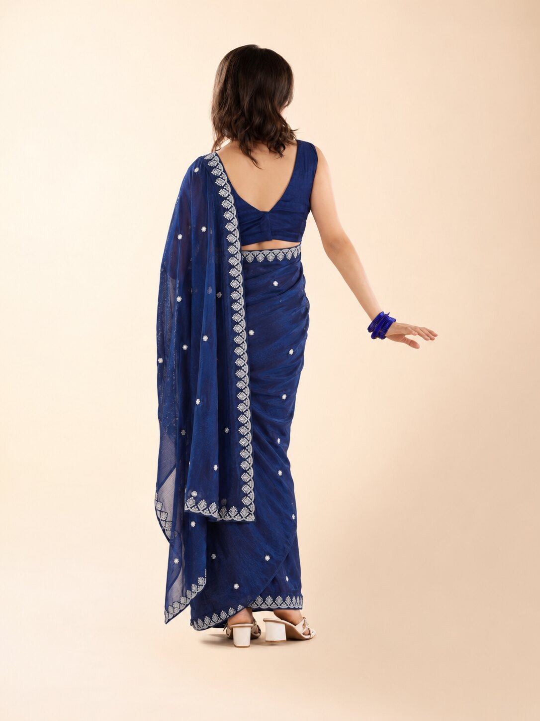 The Deepika Badtameez Dil Navy Pre-Draped Petite Saree