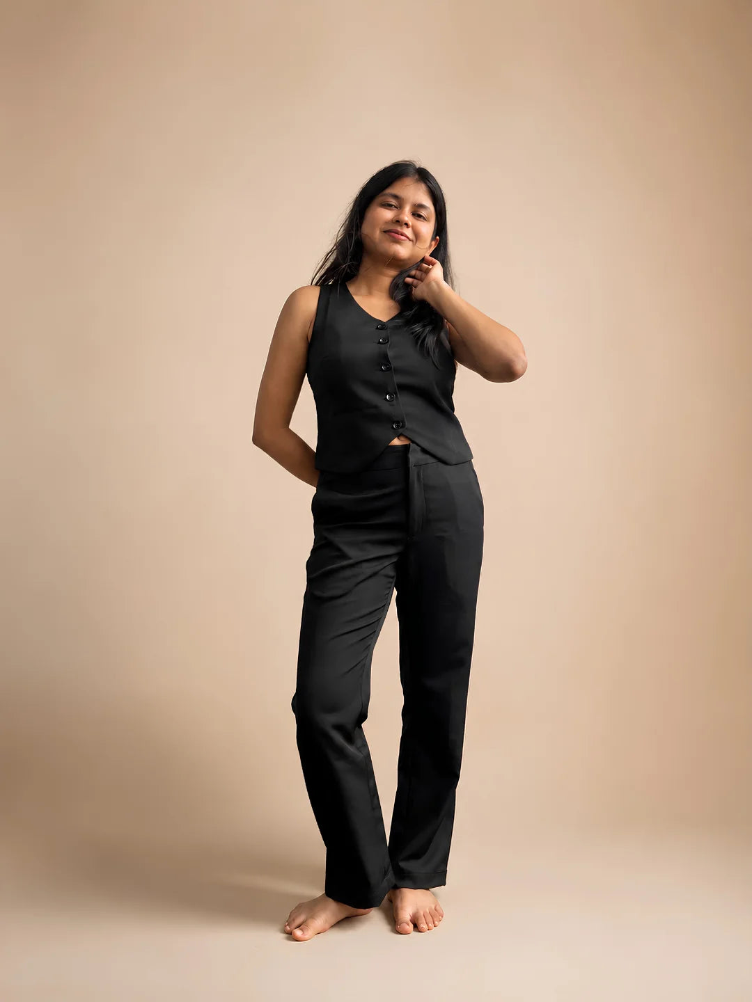Formal Straight-fit Trousers for Everyday Wear - Black
