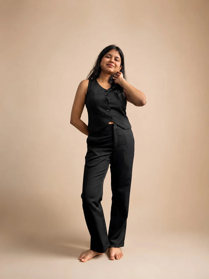 Formal Straight-fit Trousers for Everyday Wear - Black