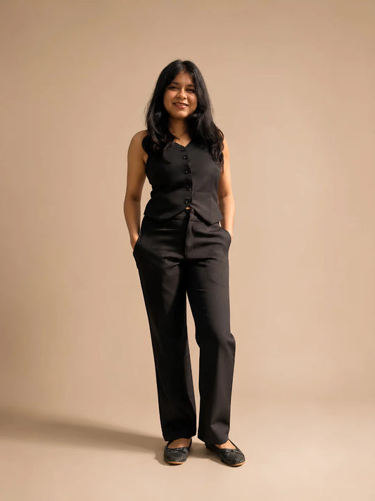 Formal Straight-fit Trousers for Everyday Wear - Black