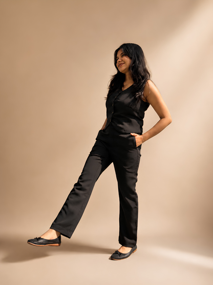 Formal Straight-fit Trousers for Everyday Wear - Black
