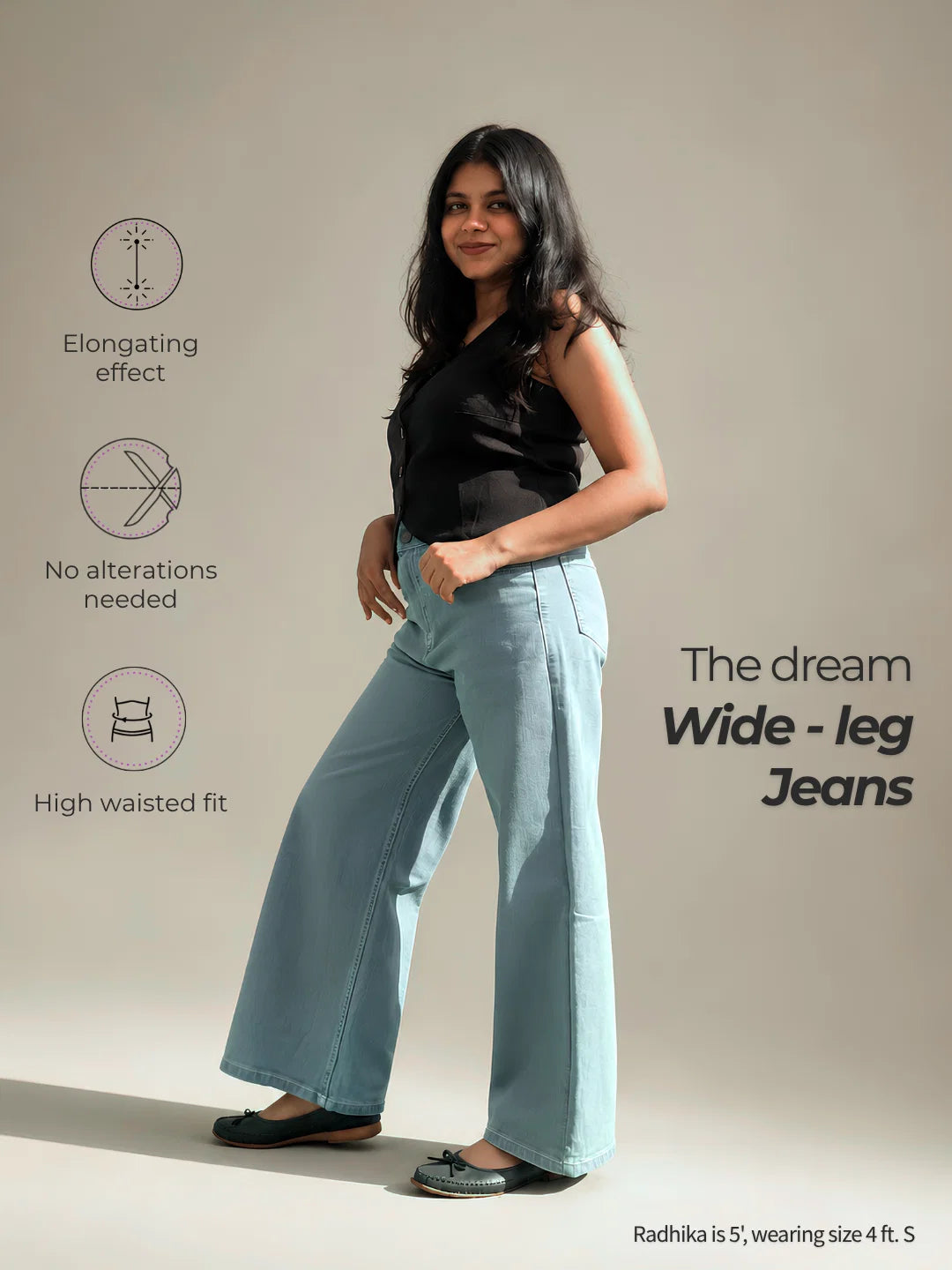 The Dream Wide-Leg Jeans - Light Blue Wash with FREE gift.