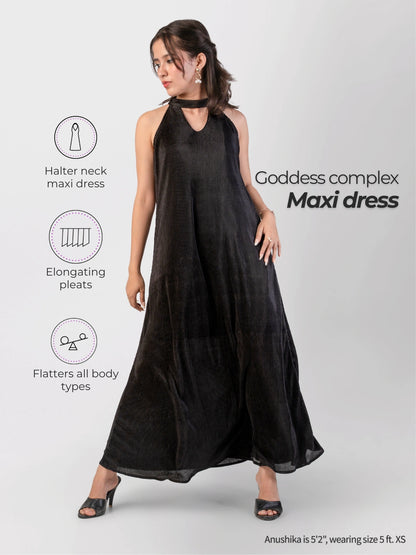 Petite Goddess Complex black maxi dress for women under 5'3 by RareReach
