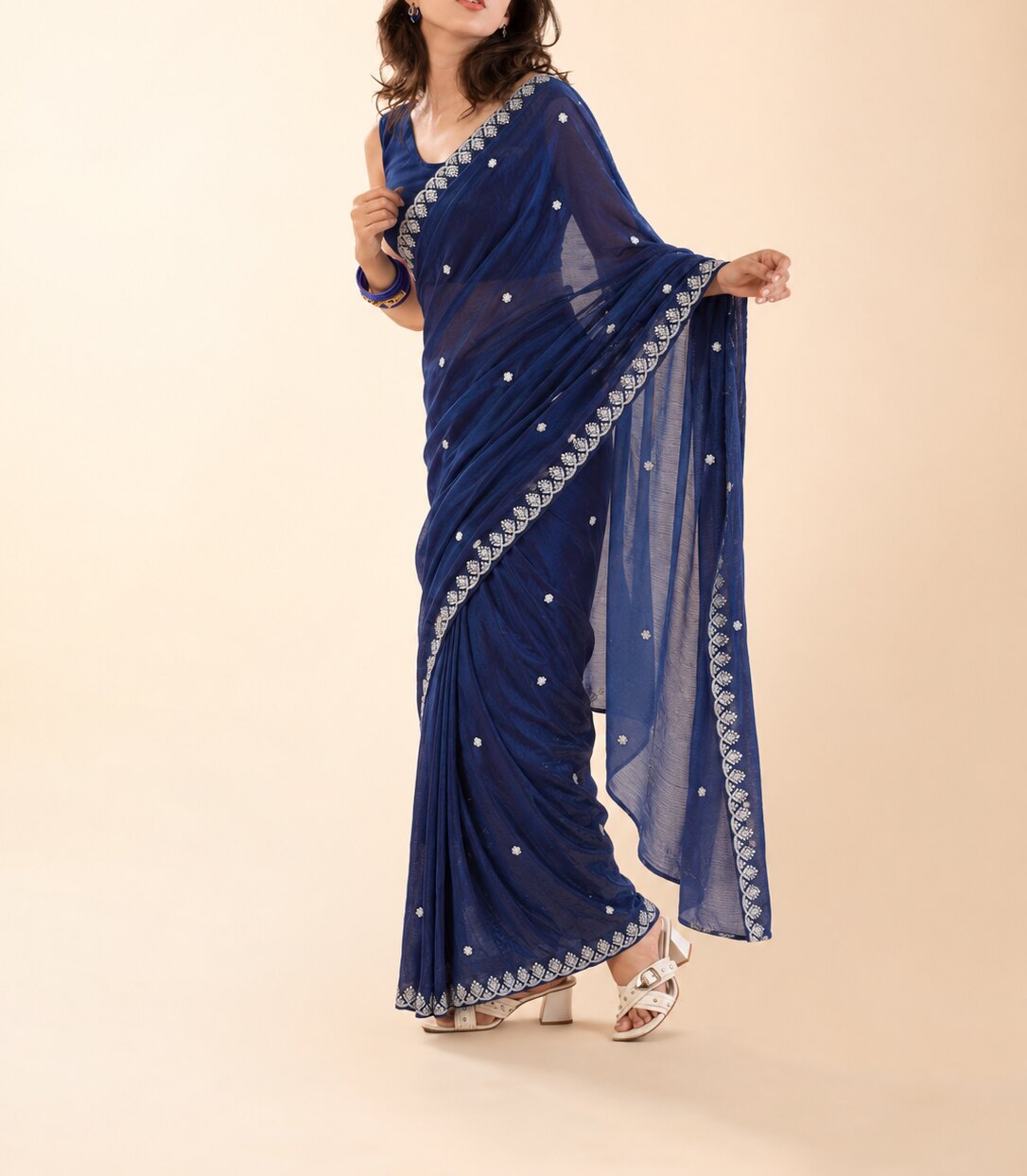 The Deepika Badtameez Dil Navy Pre-Draped Petite Saree