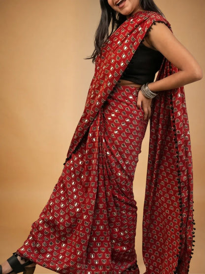 The Sheesha Ajrakh Hand Made Saree
