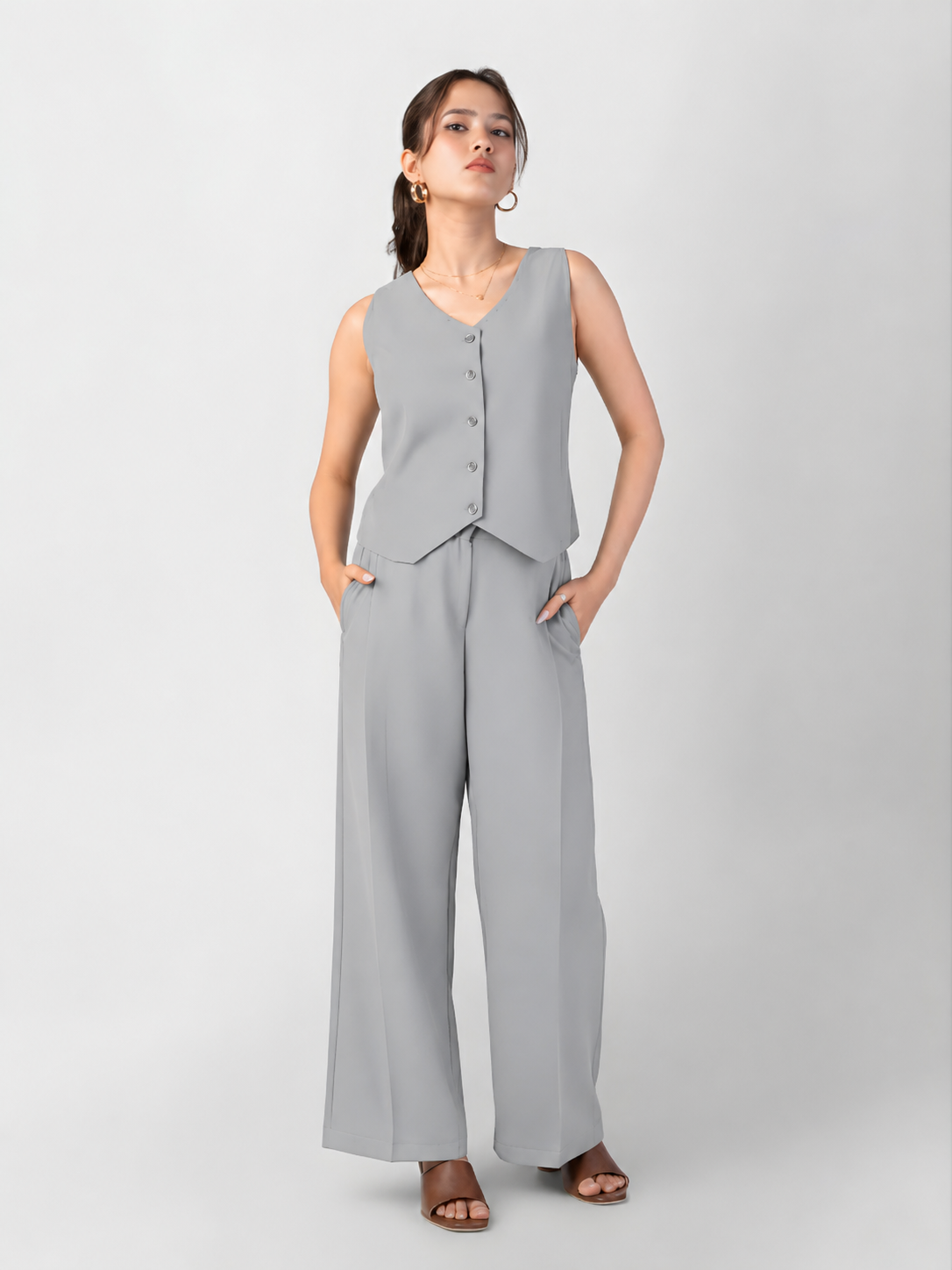 The Paris Flare Trouser - Grey