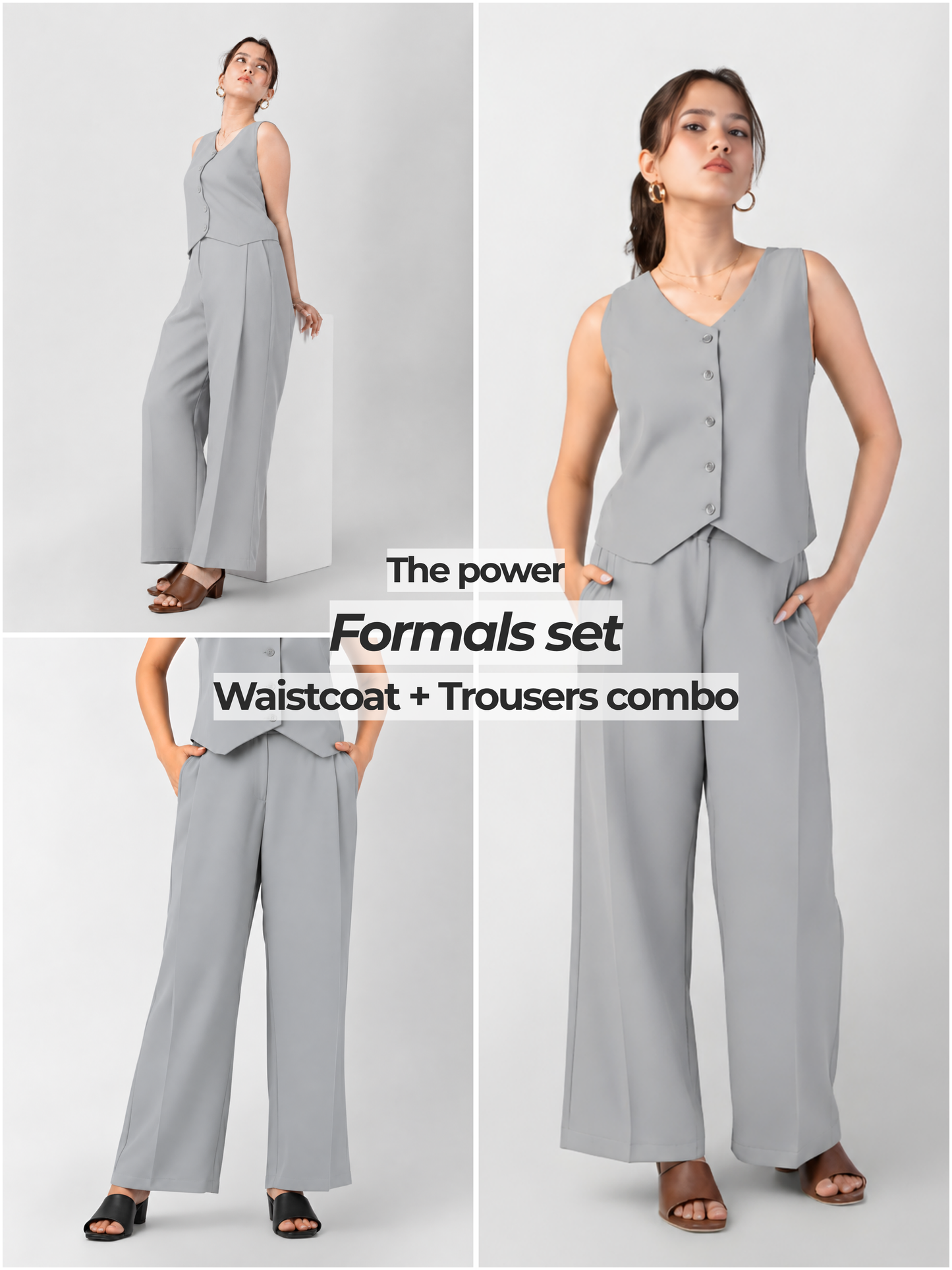 The Grey Power Formals with Wide-Leg Trousers- Special Price Combo