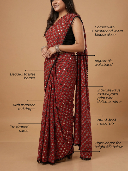 The Sheesha Ajrakh Hand Made Saree