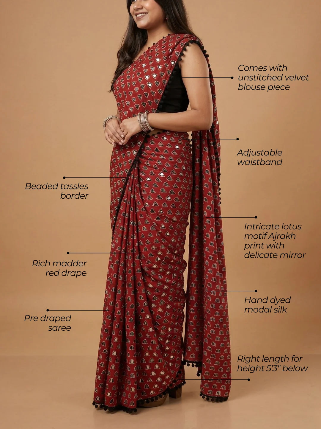 The Sheesha Ajrakh Hand Made Saree
