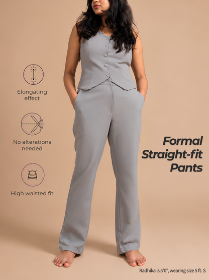 Formal Straight-fit Trousers for Everyday Wear - Grey