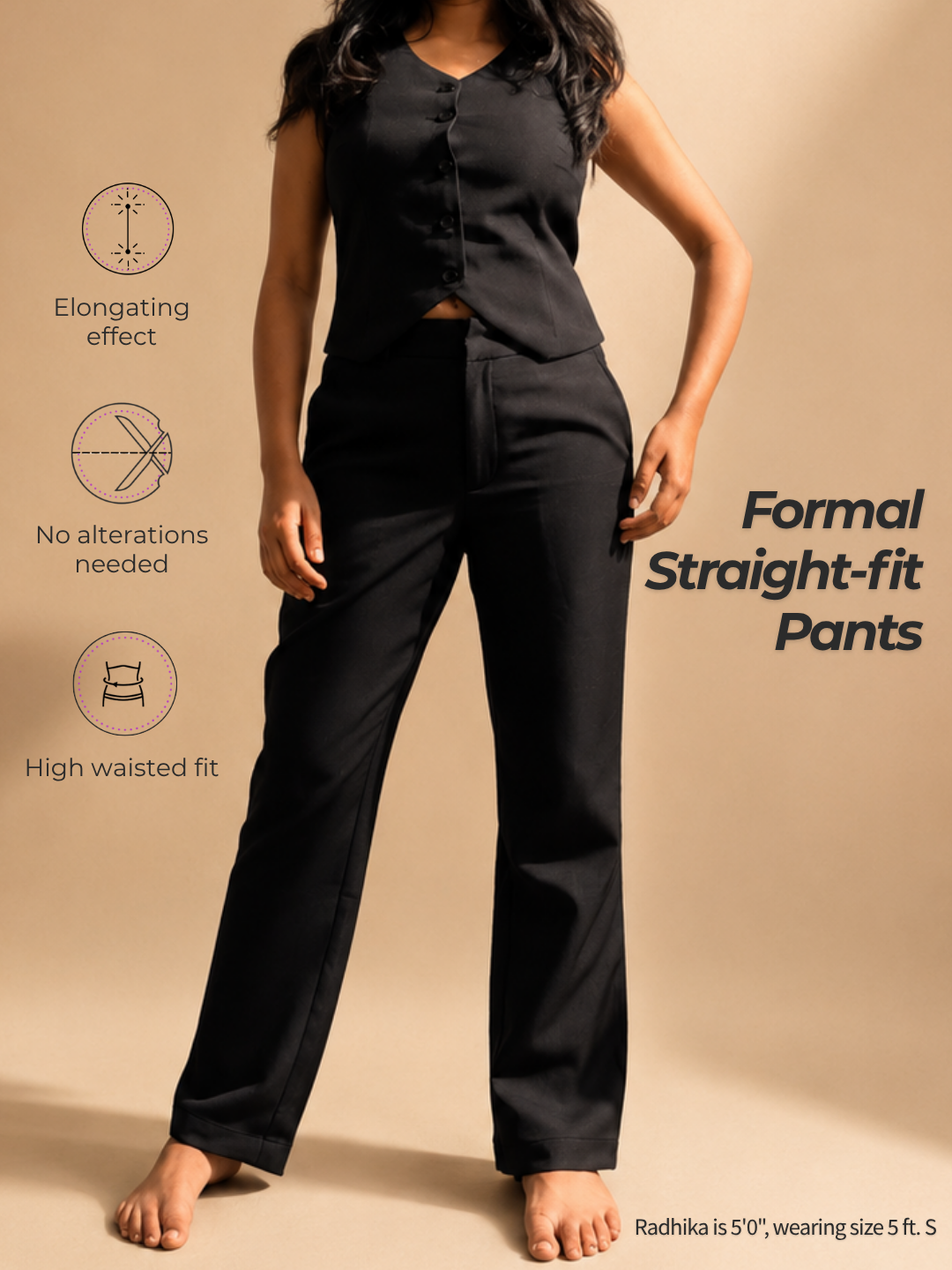 Formal Straight-fit Trousers for Everyday Wear - Black