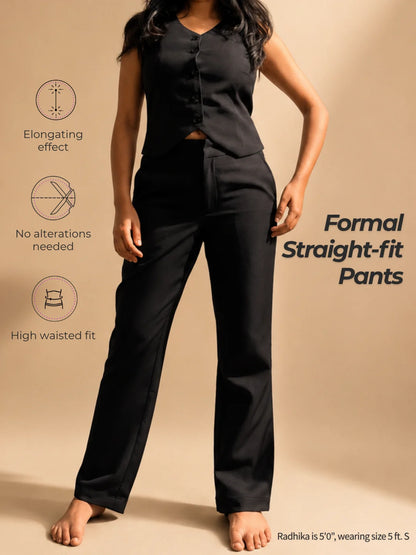 Formal Straight-fit Trousers for Everyday Wear - Black