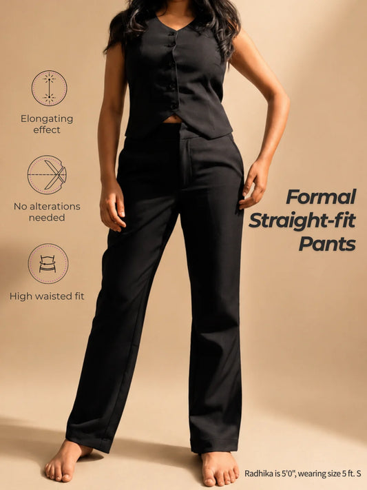 Formal Straight-fit Trousers for Everyday Wear - Black