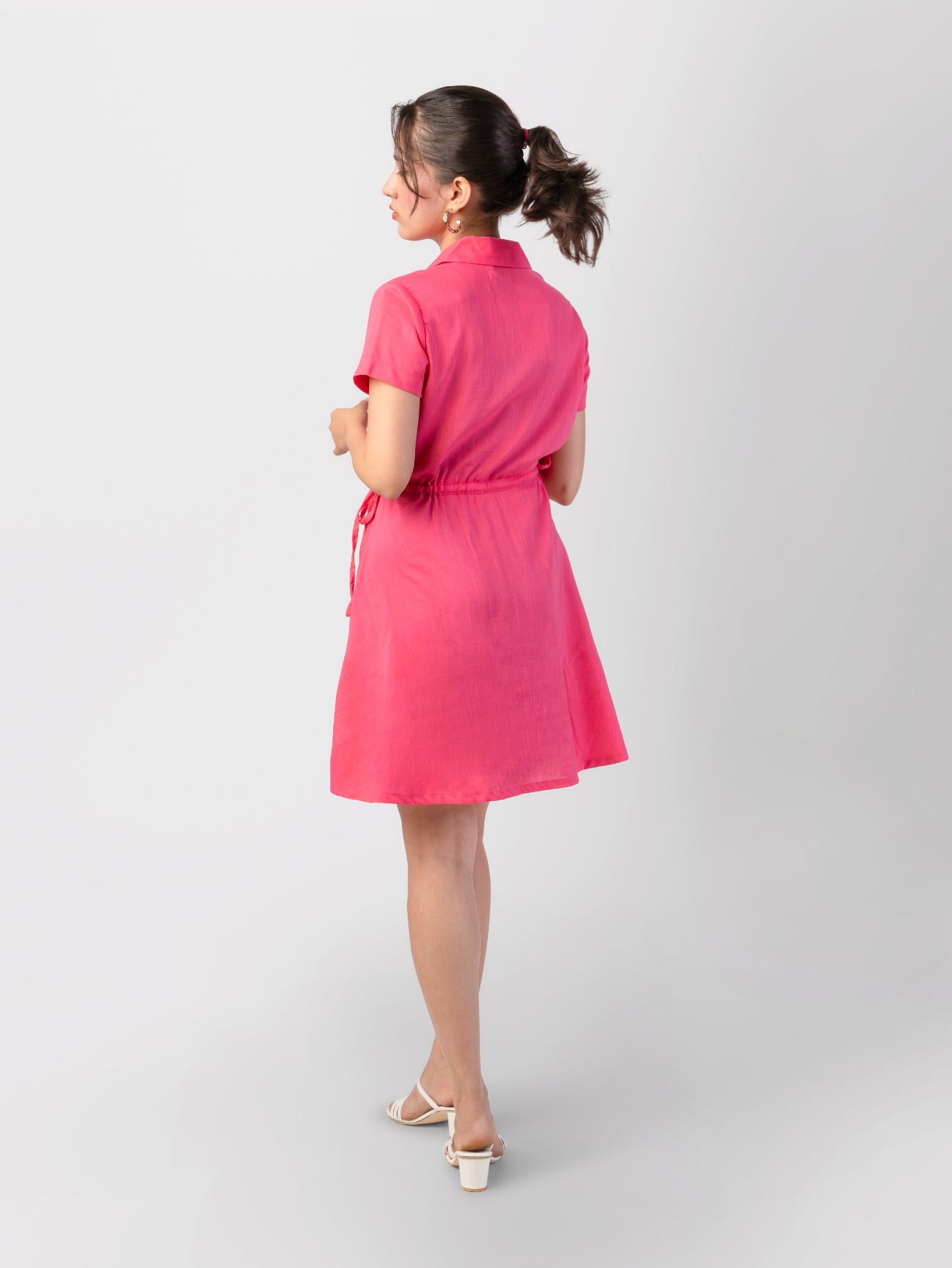 Pink Midi Shirt Dress for Short Women – RareReach