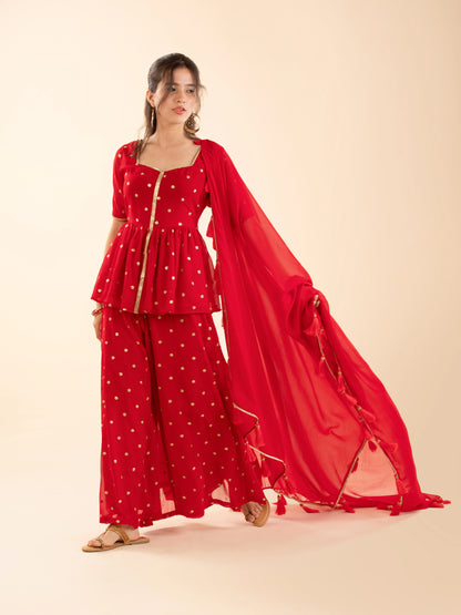 The Laal Chunari Gharara Set