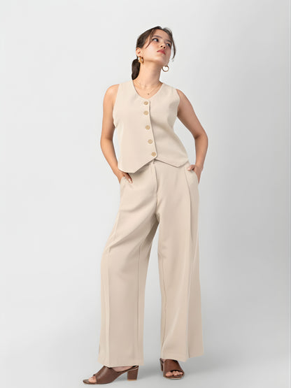 The Paris Flare Trouser - Beige