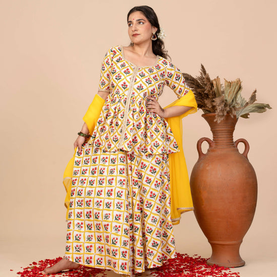 Yellow Peplum Kurta Video for petites