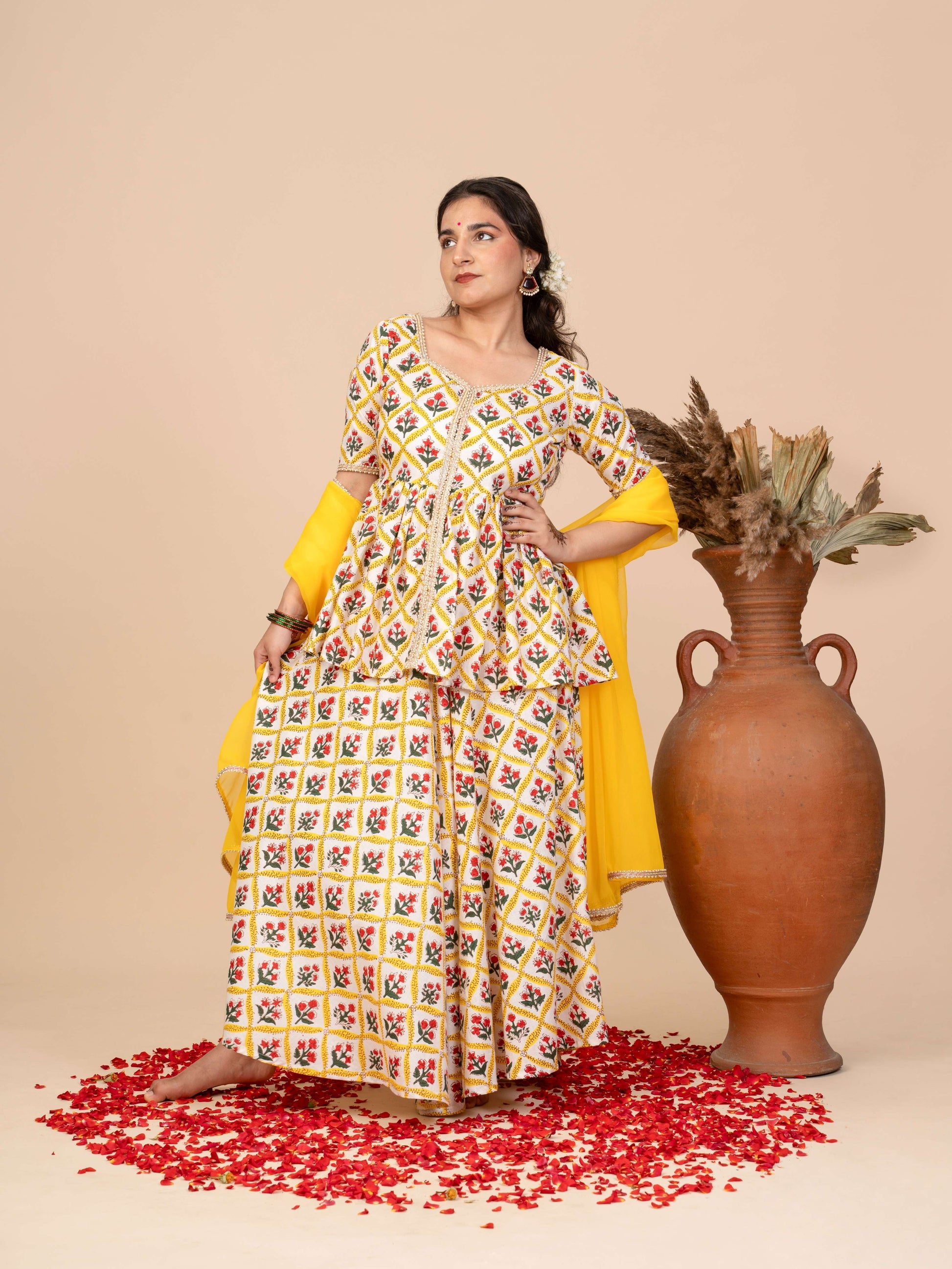 Yellow Peplum Kurta Video for petites