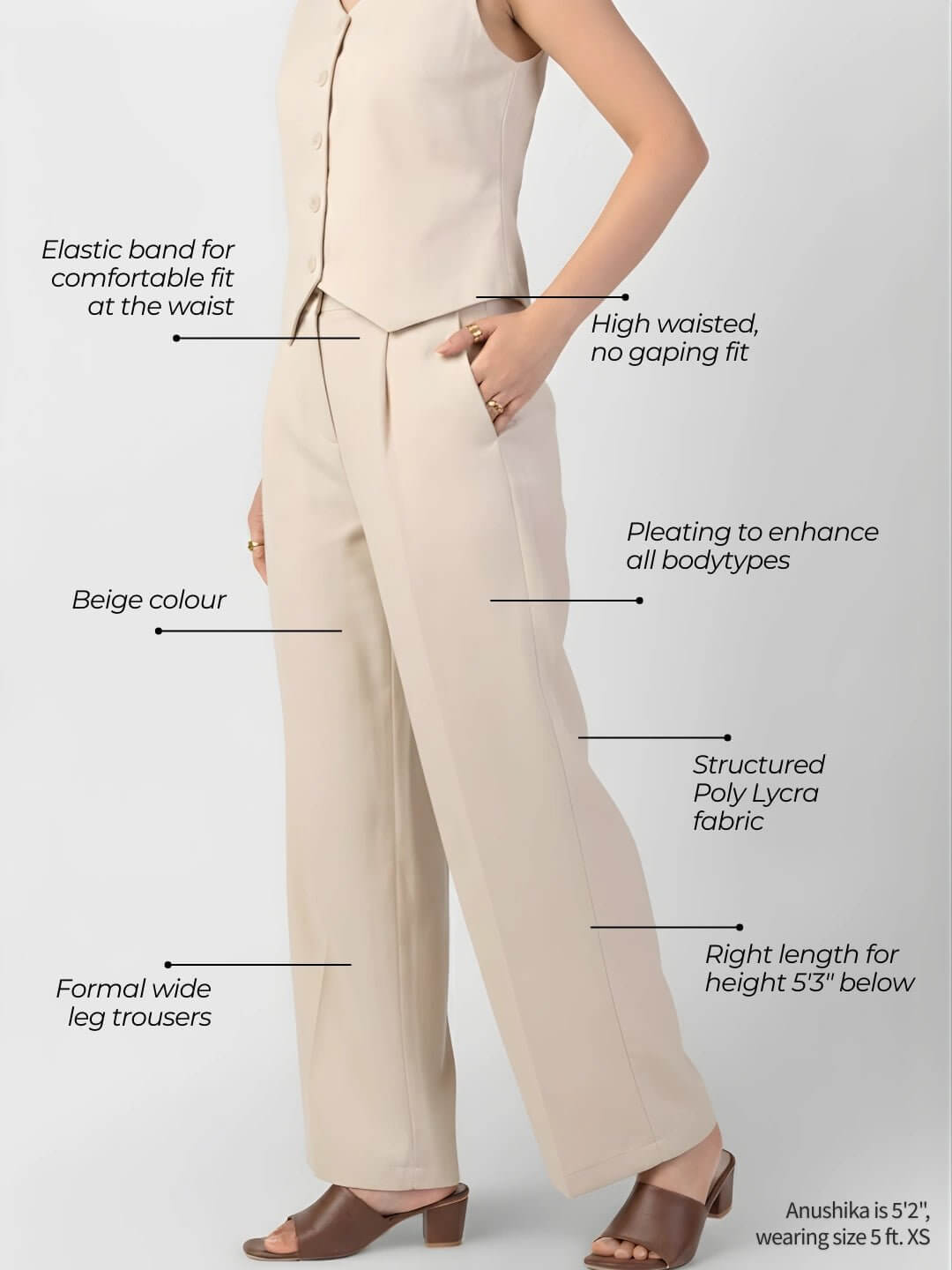 Petite formals fit guide for women under 5'3 in beige